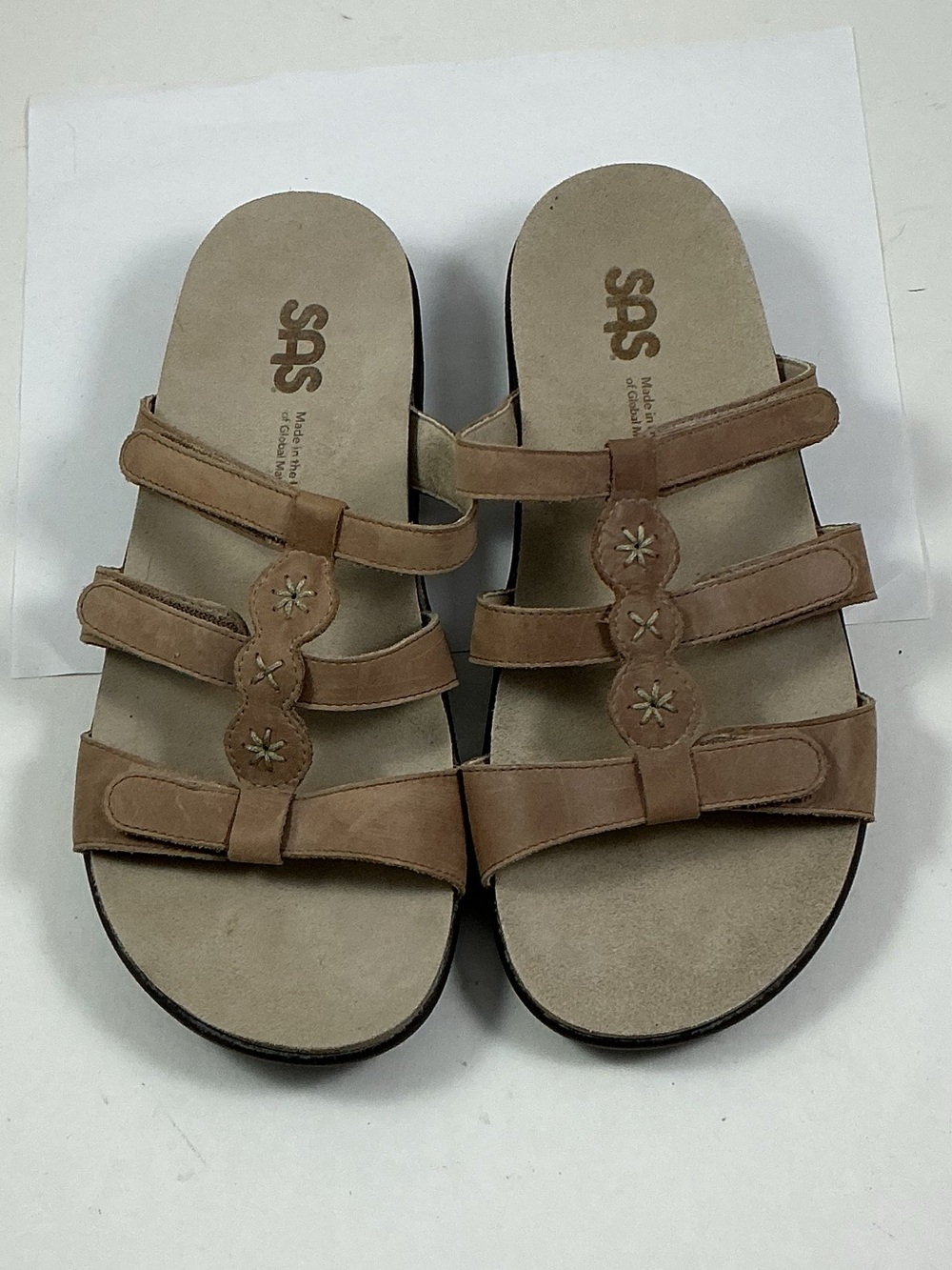 SAS Naples Praline Sandals Adjustable Straps Size 9.5 W